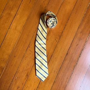 Yellow Tie with Blue Stripes — 100% Silk